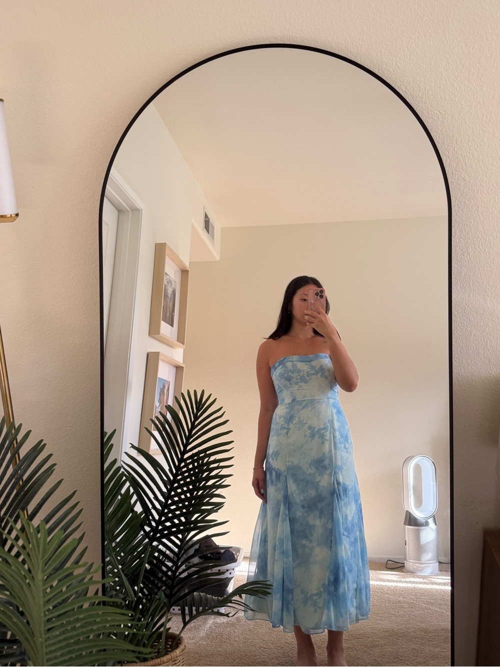 Abercrombie & Fitch Blue Tie-Dye Strapless Mirror Dress